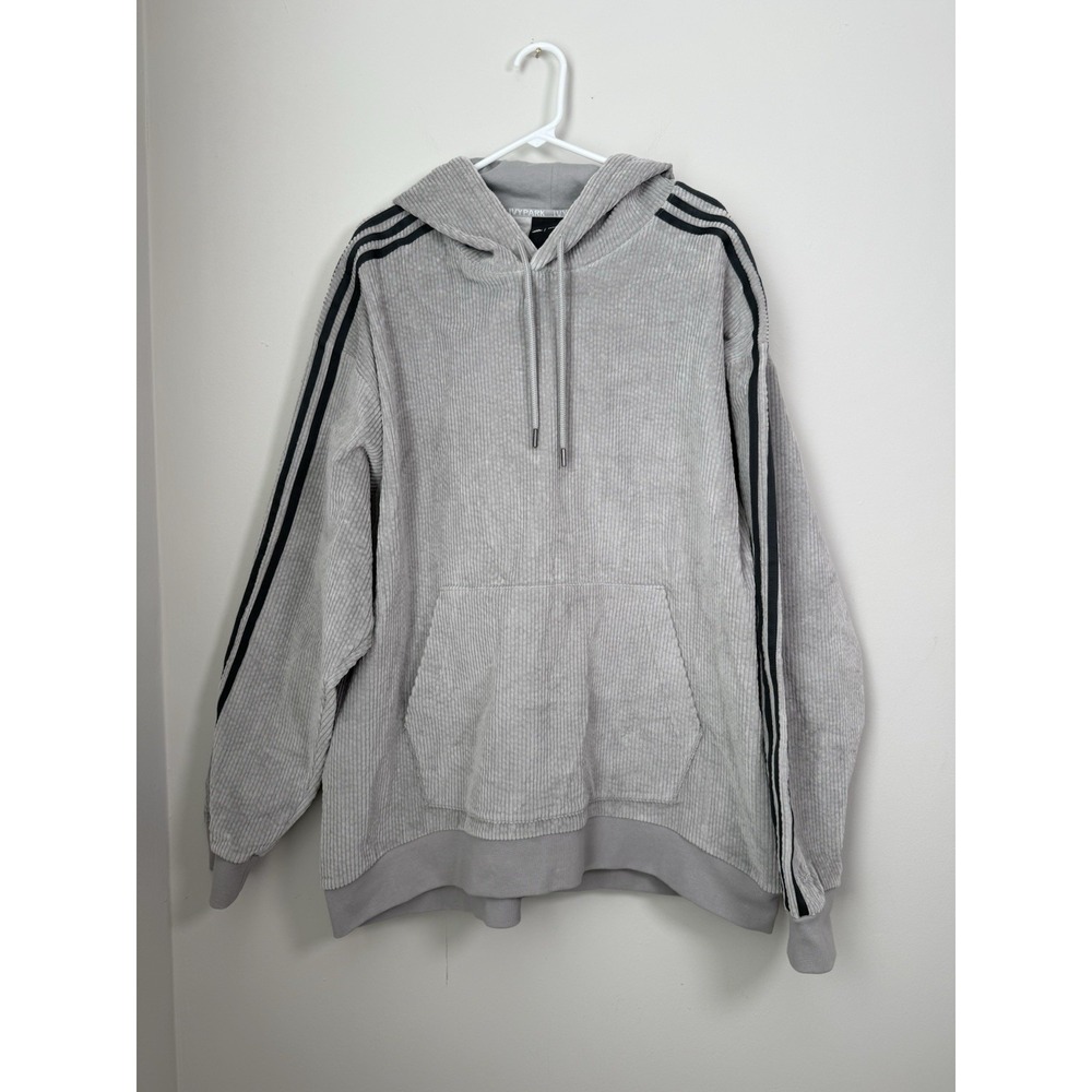 Adidas Ivy Park Hoodie Corduroy Gray Pullover Unisex Sz XL‎ Athleasure